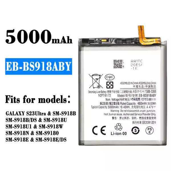 Batería EB-BS918ABY de 5000mAh para Samsung Galaxy S23 Ultra - S918