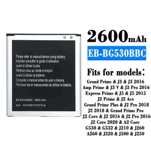 New phone battery EB-BG530BBC for Samsung J3/J3 2016/J3 V/J3 Pro 2016/J5/J5 2015/J2 Ace/J2 Pro 2018/J2 2018/J2 Core/J2 2016/J2 Pro 2016/J2 Core 2020/A2 Core