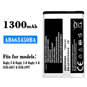 New phone battery AB663450BA for Samsung Rugby 2/Rugby 3/Rugby 4