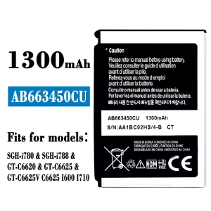 New phone battery AB663450CU for Samsung SCH-i780/SCH-i788/FT-C6620/GT-C6625