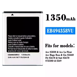 New phone battery EB494358VU for Samsung Ace S5830