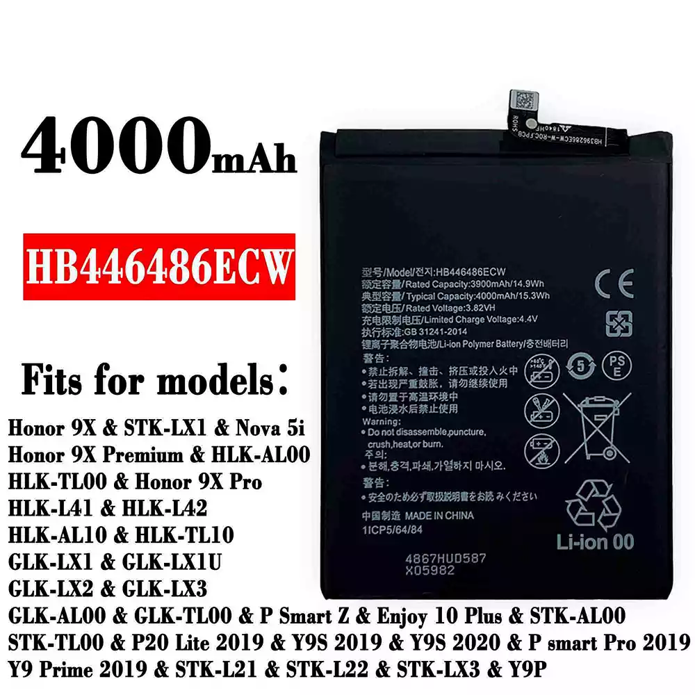 New phone battery HB446486ECW for HUAWEI Honor 9X/Honor 9X Pro