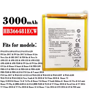 New phone battery HB366481ECW for HUAWEI P9 / P8 Lite 2017 / P9 Lite 2017 / Honor 8 Lite / Honor 7C /Enjoy 8 2018 / Honor 7A / 7A Pro / Honor 9 / Honor 6C Pro / Honor 5C / Honor 7 Lite 2016 / GT3 2016 / G9 / P20 mini