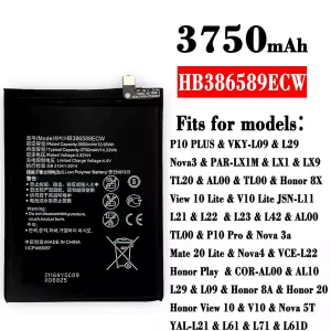 New phone battery HB386589ECW for HUAWEI P10 PLUS /Honor 8X / View 10 Lite / V10 Lite / P10 Pro / Nova 3a /Mate 20 Lite / Nova4 / Honor 8A / Honor 20 / Honor View 10 / V10 / Nova 5T