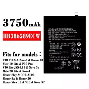 New phone battery HB386589ECW for HUAWEI P10 PLUS / Nova3 / Honor 8X / View 10 Lite / P10 Pro / Nova 3a / Mate 20 Lite / Nova4 /Honor 8A / Honor 20 / Honor View 10 / Nova 5T