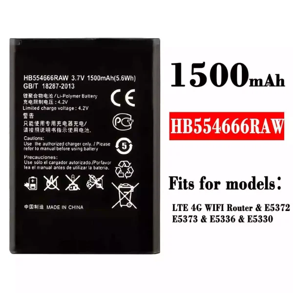 New phone battery HB554666RAW for HUAWEI LTE 4G WIFI Router / E5372 ...