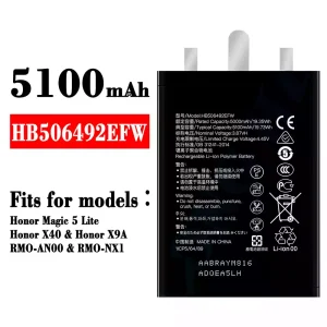 New phone battery HB506492EFW for HUAWEI Honor Magic 5 Lite / Honor X40 / Honor X9A