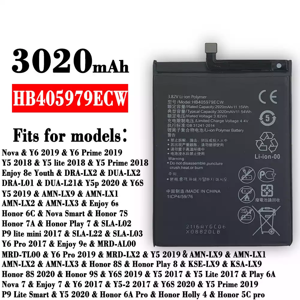 New phone battery HB405979ECW for HUAWEI Y6 2019 / Y5 2018
