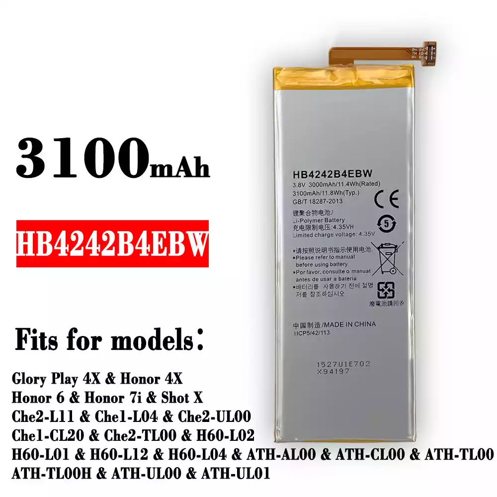 New phone battery HB4242B4EBW for HUAWEI Glory Play 4X / Honor 4X / Honor 6 / Honor 7i