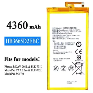 New phone battery HB3665D2EBC for HUAWEI P8 max