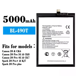 New phone battery BL-49OT for Tecno Camon 20 / Camon 20 Pro 5G / Camon 20 Pro 4G / Spark 20 Pro+ / Spark 20 Pro plus