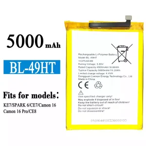 New phone battery BL-49HT for Tecno KE7 / SPARK 6 / Camon 16 /Camon 16 Pro