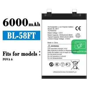New phone battery BL-58FT for Tecno POVA 6