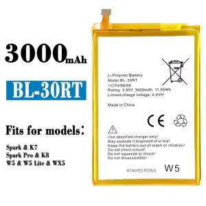 New phone battery BL-30RT for Tecno Spark / K7 / Spark Pro / K8 / W5 / W5 Lite / WX5