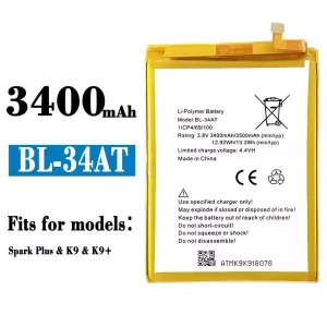 New phone battery BL-34AT for Tecno Spark Plus / K9 / K9+