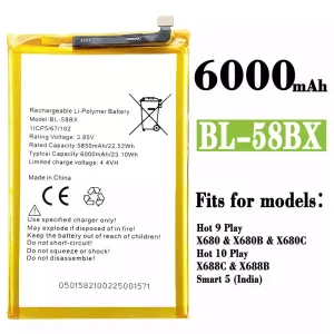 New phone battery BL-58BX for Infinix Hot 9 Play /Hot 10 Play