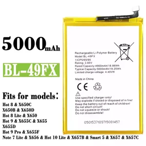 New phone battery BL-49FX for Infinix Hot 8 /Hot 8 Lite / Hot 9 / Hot 9 Pro / Note 7 Lite / Hot 10 Lite / Smart 5