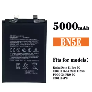 New phone battery BN5E for Xiaomi Redmi Note 11 Pro 5G / POCO X4 PRO 5G
