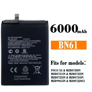 New phone battery BN61 for Xiaomi POCO X3
