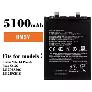 New phone battery BM5V for Xiaomi Redmi Note 13 Pro 5G / Poco X6 5G
