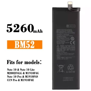 New phone battery BM52 for Xiaomi Note 10,Note 10 Lite,Note 10 Pro / CC9 Pro
