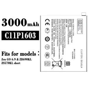 New phone battery C11P1603 for Asus Zen GO 6.9