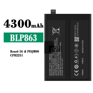 New phone battery BLP863 for OPPO RENO 6 5G
