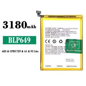 New phone battery BLP649 for OPPO A83 / A1 / F5 Lite / A83T