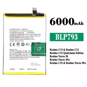 New phone battery BLP793 for OPPO Realme C15 / Realme C12 / Realme C25 / Realme Narzo 20 / Realme Narzo 30A / Realme Narzo 50A