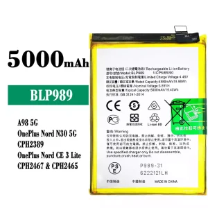 New phone battery BLP989 for OPPO A98 5G /OnePlus Nord N30 5G /OnePlus Nord CE 3 Lite