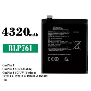 New phone battery BLP761 for OPPO OnePlus 8