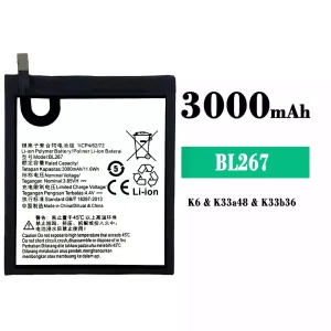 New phone battery BL267 for Lenovo K6