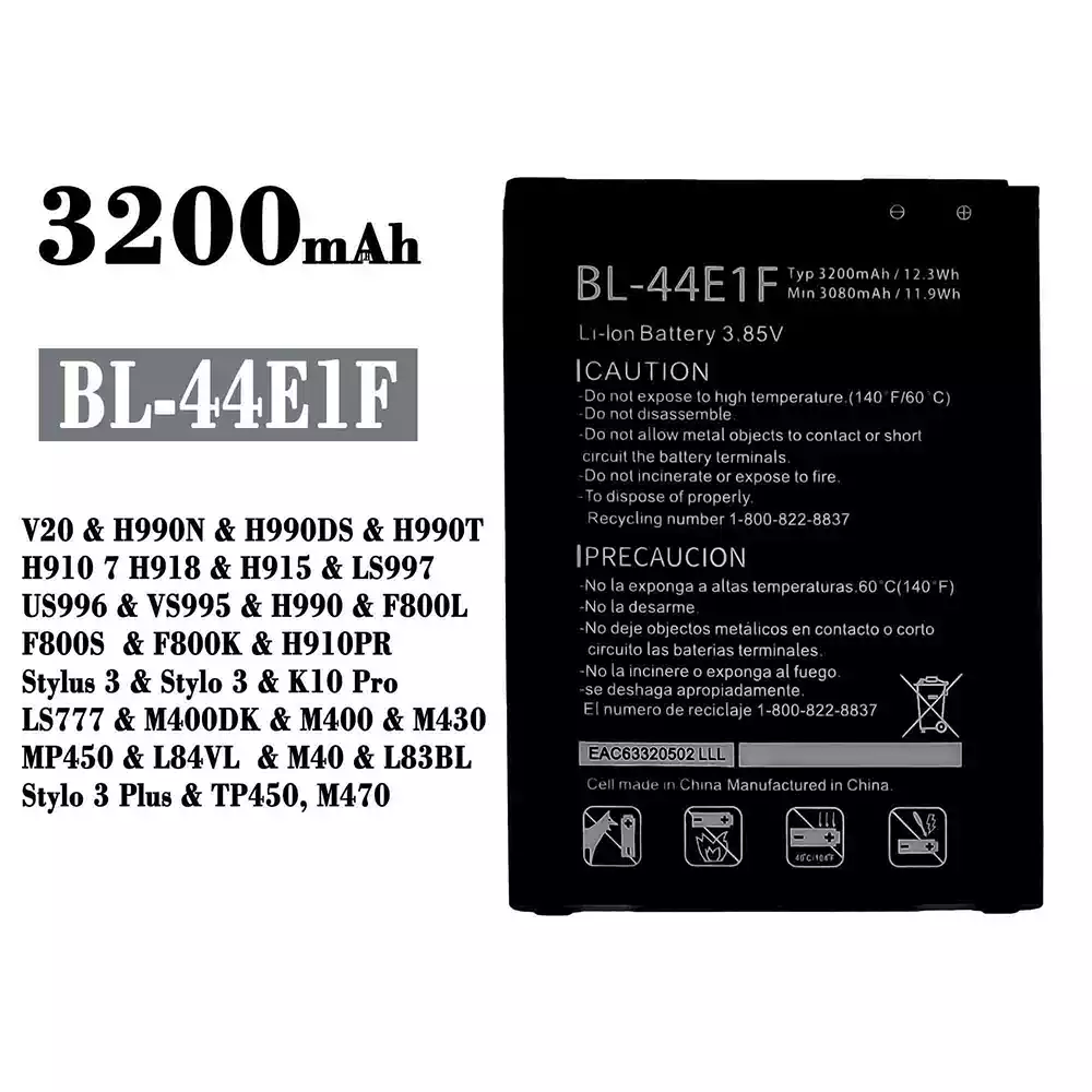 New phone battery BL-44E1F for LG V20 / Stylus 3 / Stylo 3 / K10 Pro / Stylo 3 Plus / TP450 / M470
