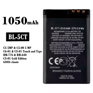 New phone battery BL-5CT for Nokia C3-01 C6-01 C5-00 / 6303 6730c