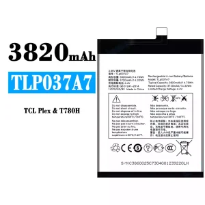 New phone battery TLP037A7 for Alcatel TCL Plex/T780H