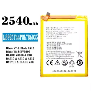New phone battery Li3925T44P8h786035 for ZTE Blade V7/Blade V8/Blade Z10