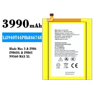 New phone battery Li3940T44P8h846748 for ZTE Blade Max 3