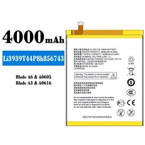 New phone battery Li3939T44P8h856743 for ZTE Blade A6/A3