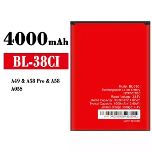 New phone battery BL-38CI for itel A49/A58 Pro/A58/A05S